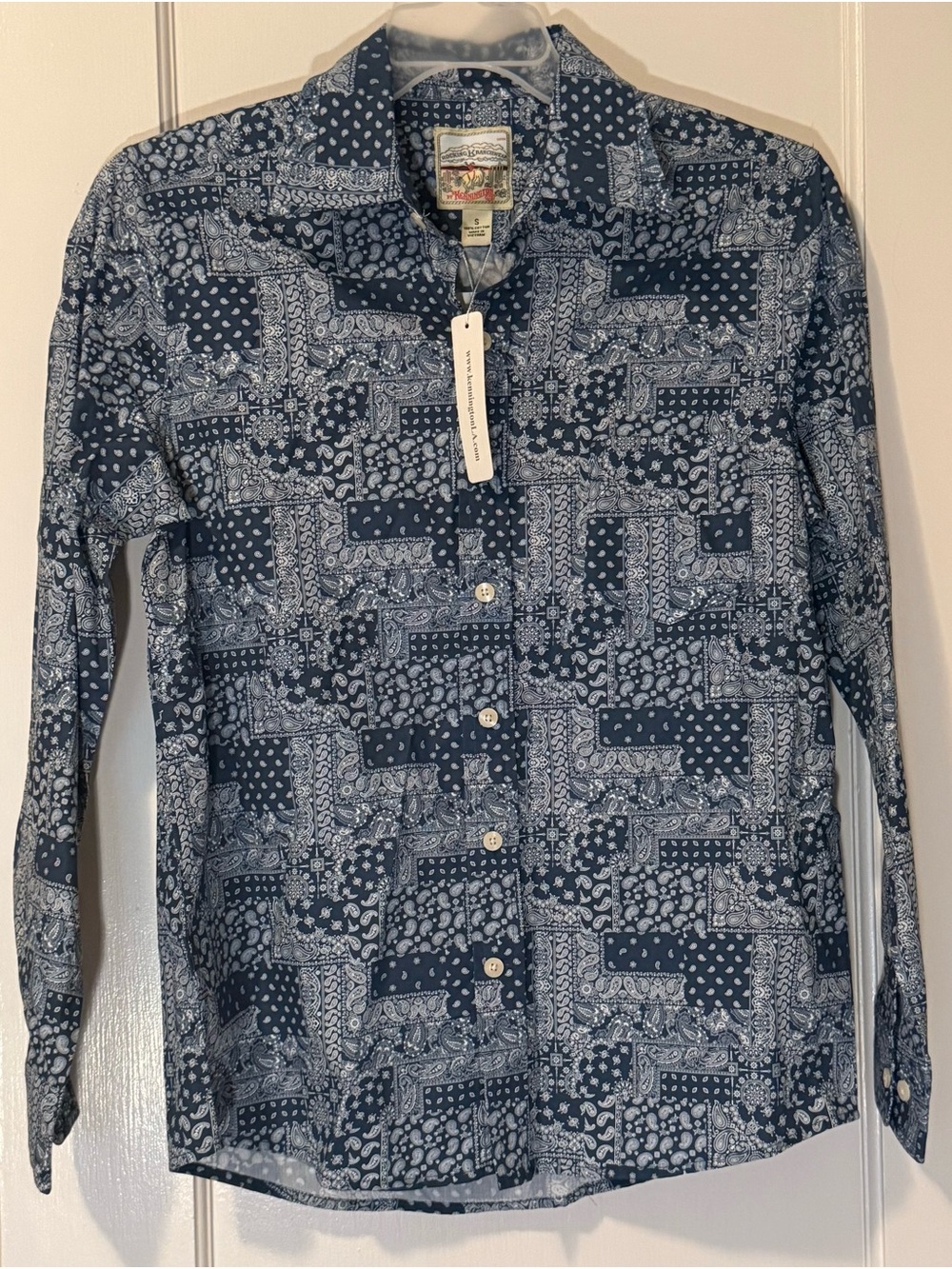 Kennington Rocking K Ranchwear Blue Bandana Western Button Up Shirt Size S NWT